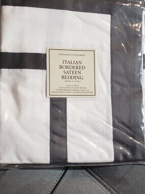 NEW- Set of 2 Pillow Shams, Restoration Hardware Italian Sateen